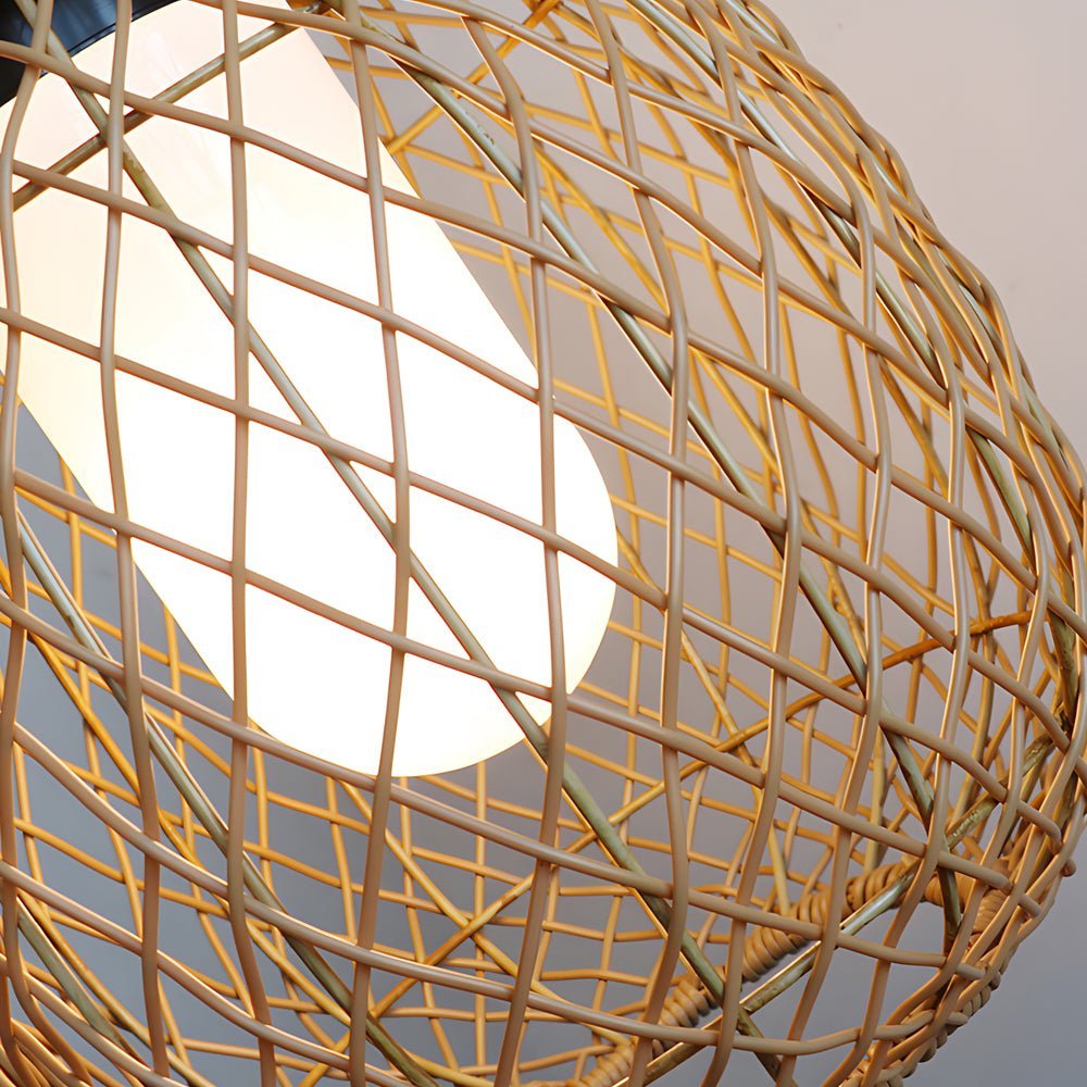 WINDSOR WOVEN RATTAN HANGING LANTERN, 10W MODERN LED CEILING LIGHT