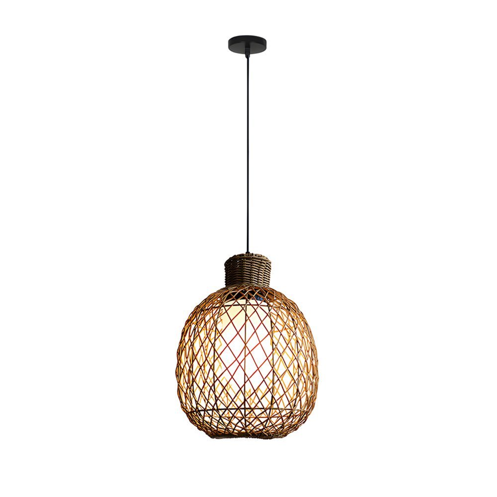 WINDSOR WOVEN RATTAN HANGING LANTERN, 10W MODERN LED CEILING LIGHT