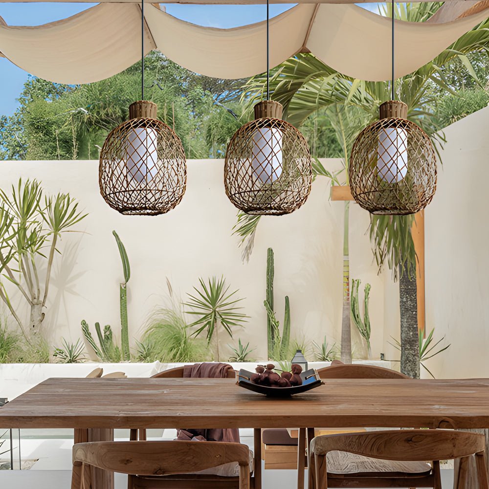 WINDSOR WOVEN RATTAN HANGING LANTERN, 10W MODERN LED CEILING LIGHT