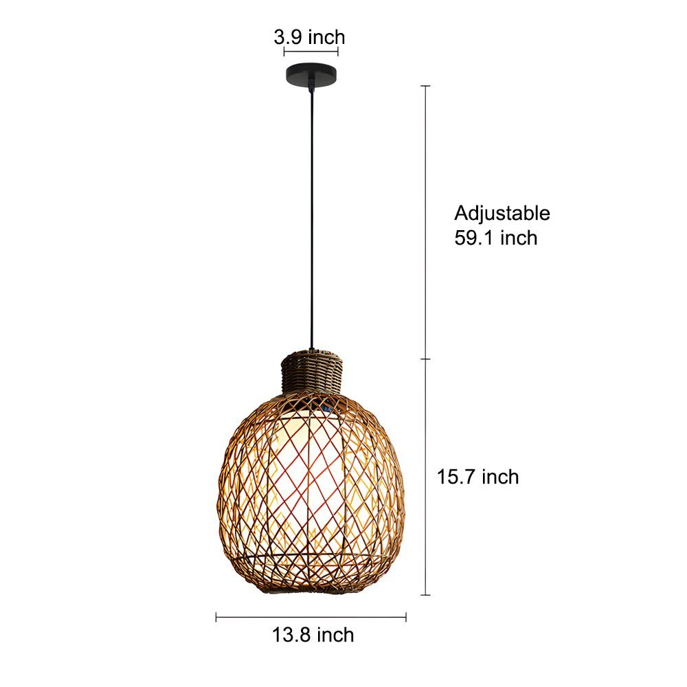 WINDSOR WOVEN RATTAN HANGING LANTERN, 10W MODERN LED CEILING LIGHT