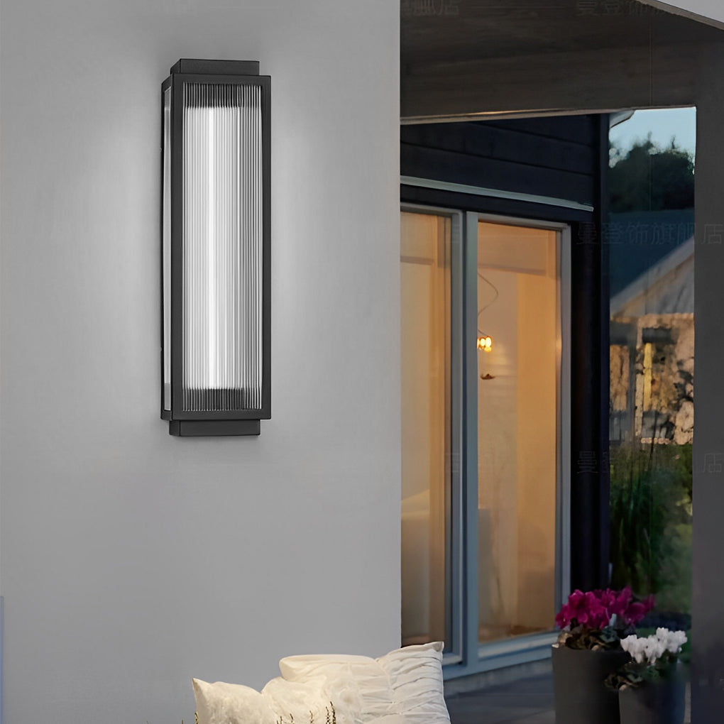 WINTHORPE REEDED GLASS RECTANGLE OUTDOOR LED WALL LANTERN