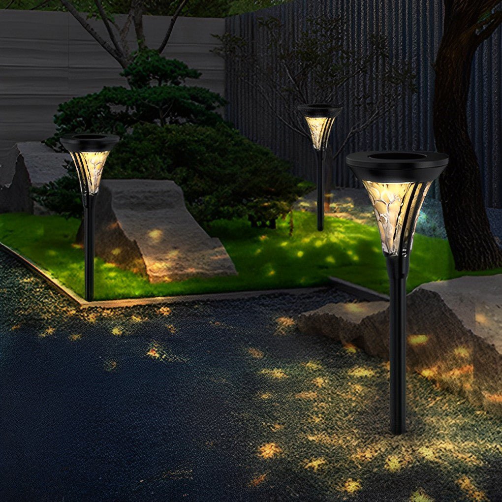 WINTHORPE SOLAR GLOWING PATHWAY LANTERNS WITH AQUA GLASS REFLECTORS