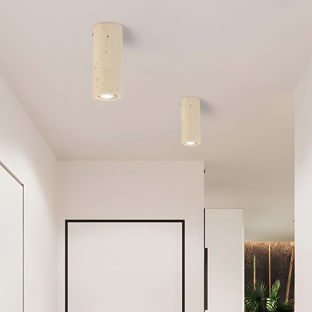 WINTHORPE YELLOW TRAVERTINE TUBE SUSPENSION LIGHT