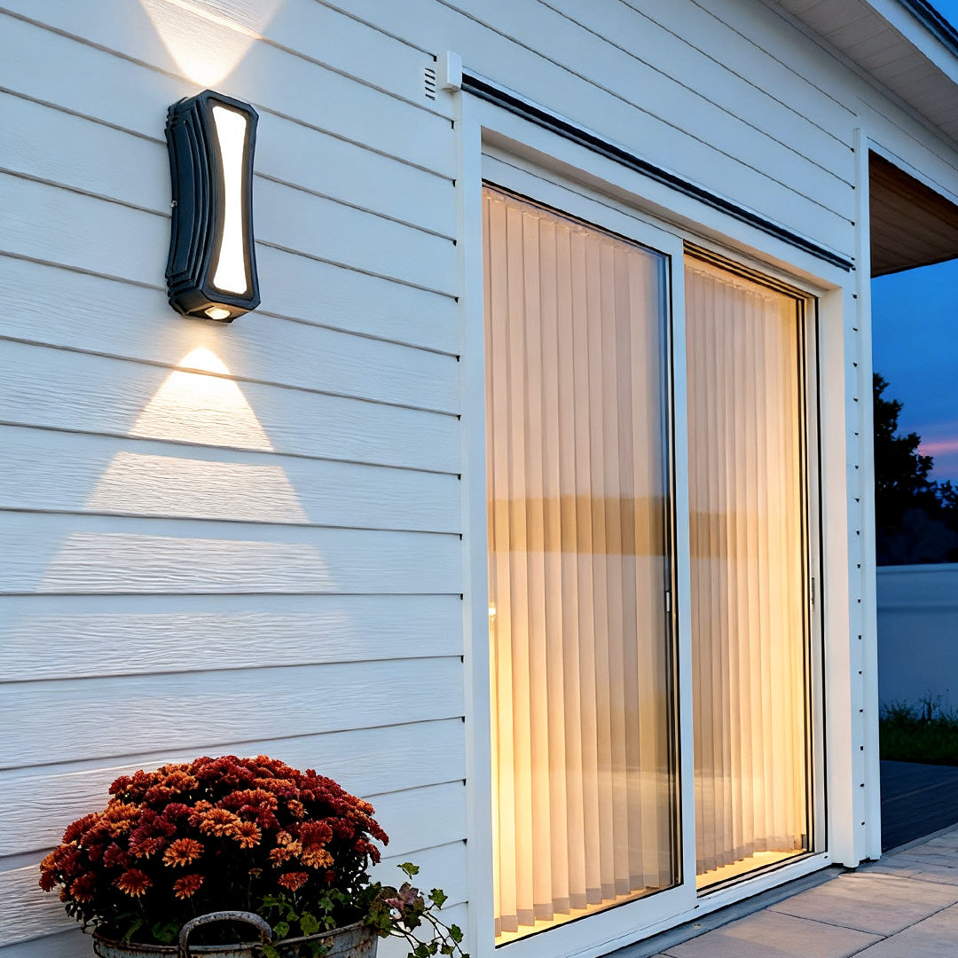 RAVENSHIRE BLACK GEOMETRIC OUTDOOR WALL LANTERN