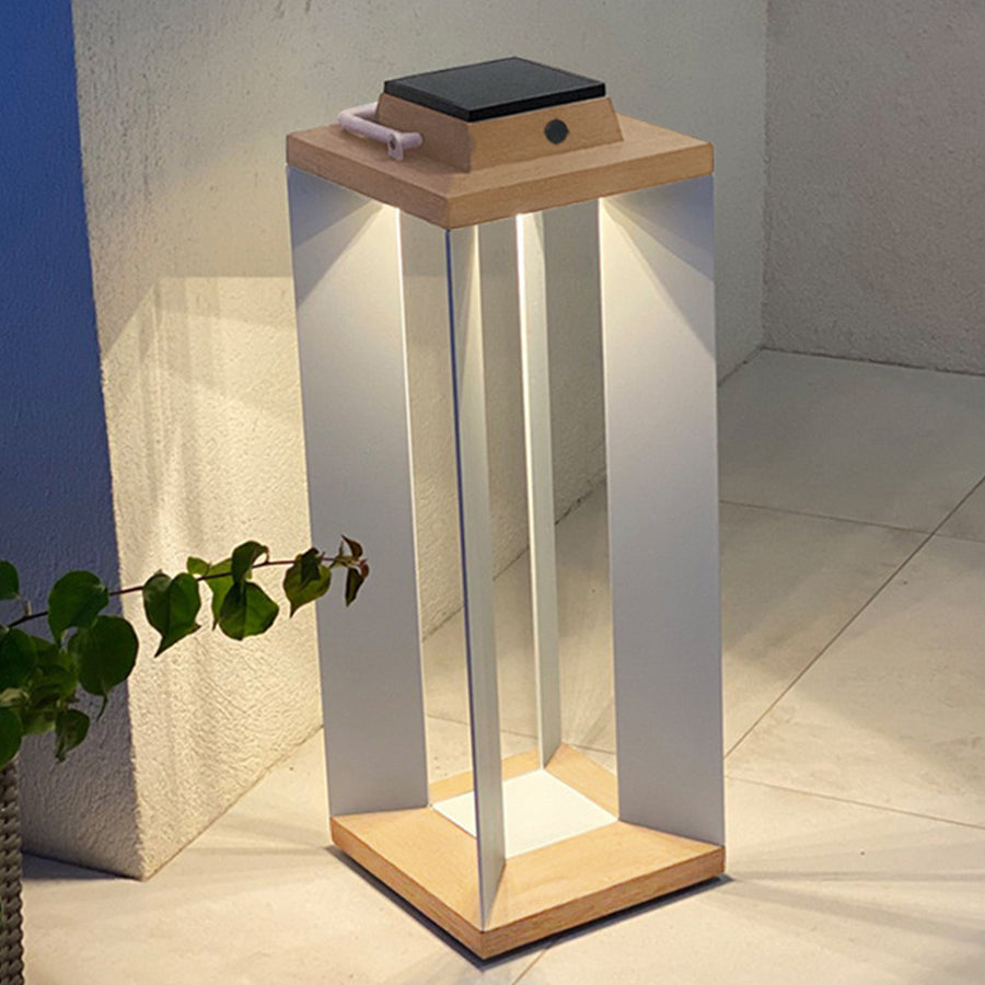 WINDSOR WOODEN SOLAR GLOW LANTERN FOR OUTDOOR AMBIENCE