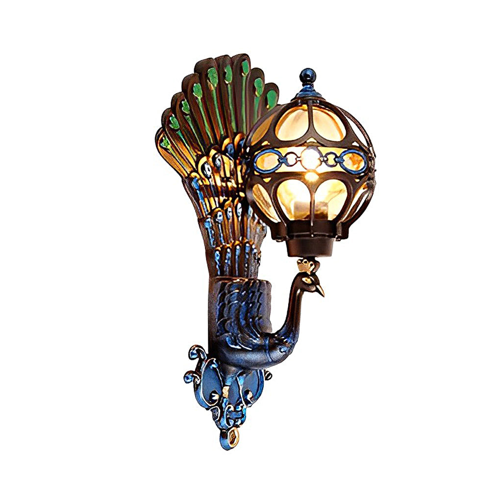 WINDSOR PEACOCK PATTERNED ALUMINUM WALL LANTERN