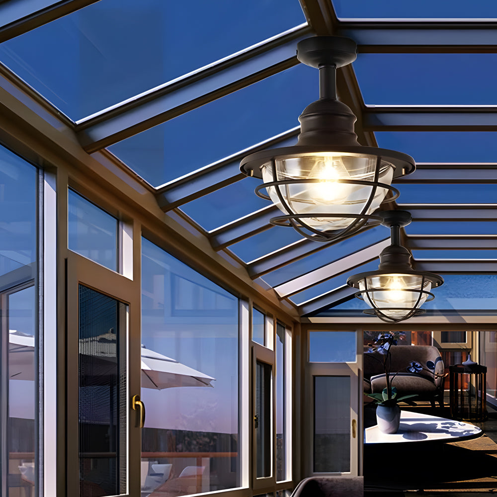 WHITBY COASTAL IRON FLUSH CEILING LANTERN