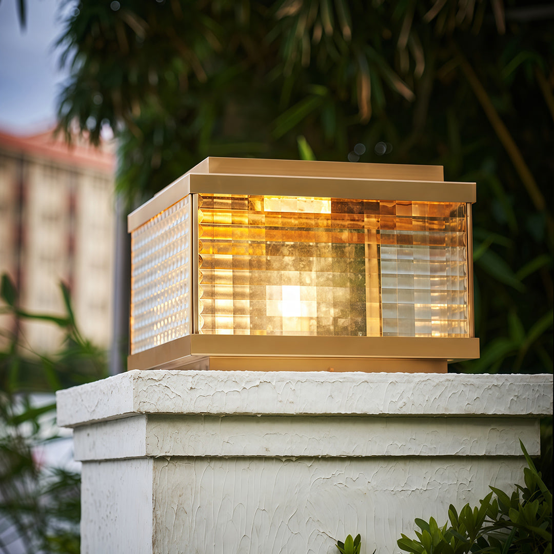 BRAMBLETON COPPER PILLAR LANTERN WITH WEATHERPROOF DESIGN