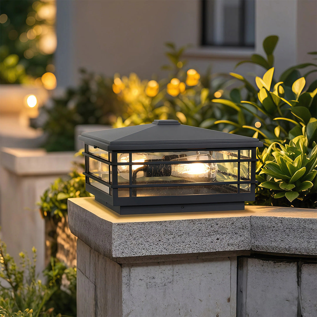 RAVENSCROFT OUTDOOR COLUMN LIGHTING, WEATHERPROOF COURTYARD ILLUMINATION