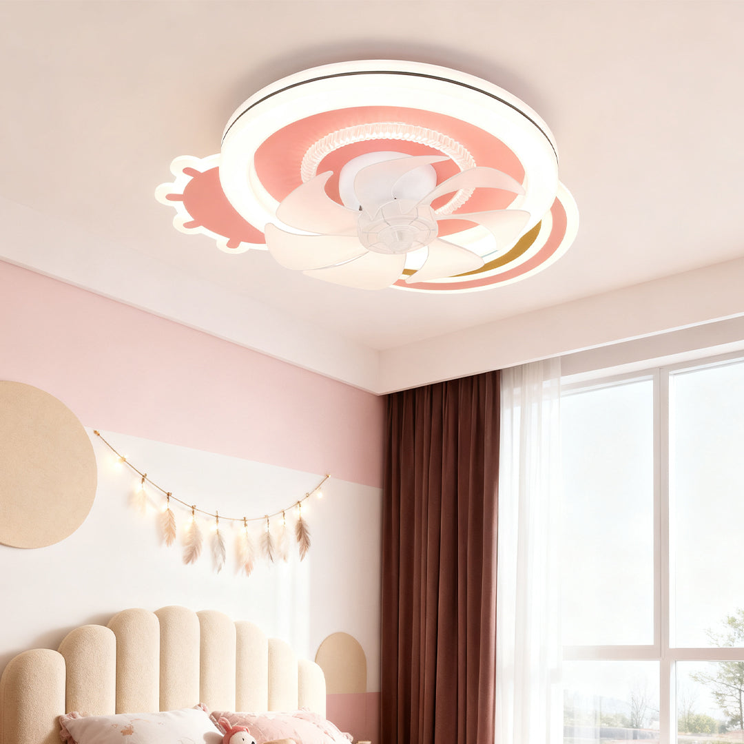 CHARLOTTESVILLE PINK AND WHITE LED CEILING FAN WITH DIMMABLE LIGHTING