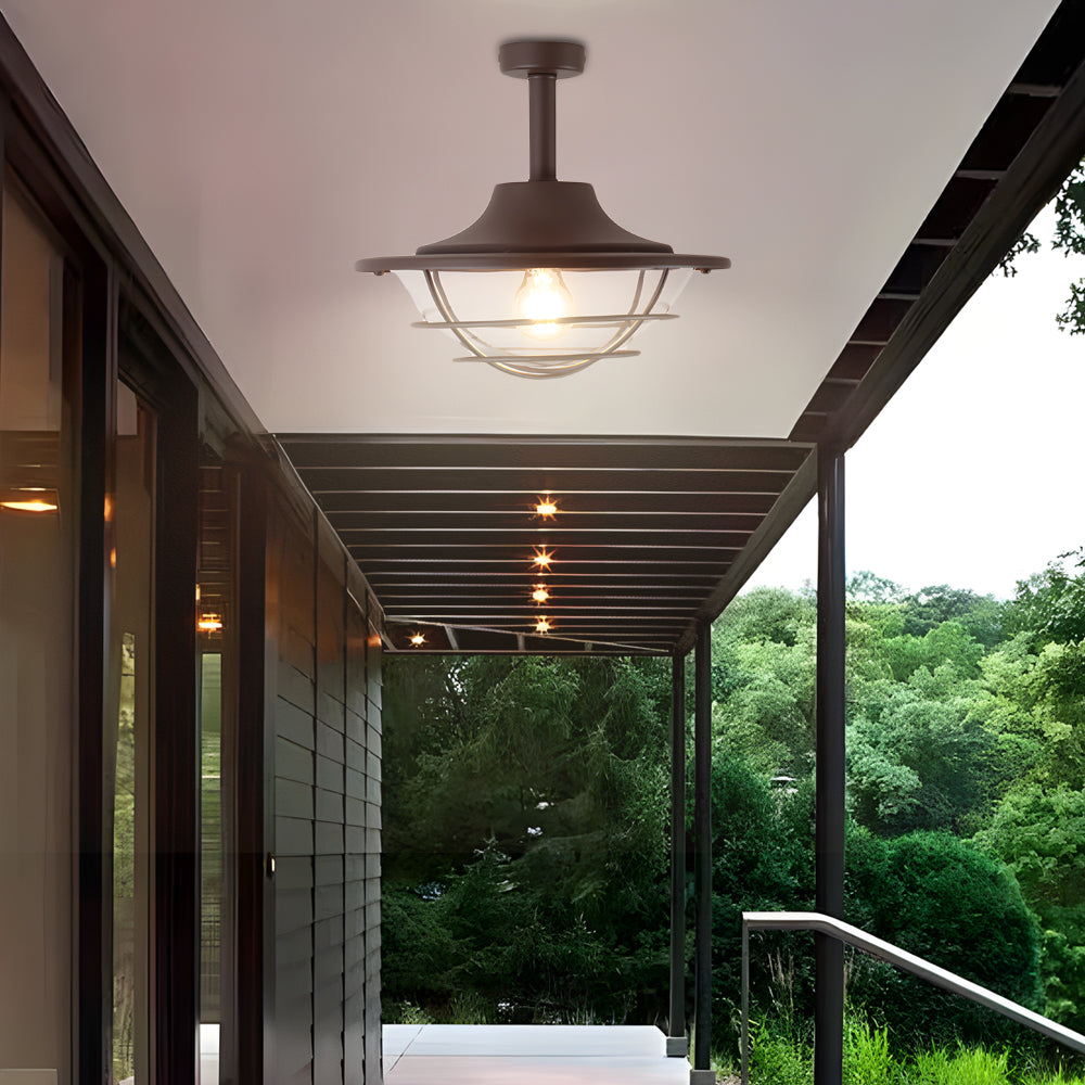WHITBY COASTAL IRON FLUSH CEILING LANTERN