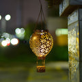 HEATHCLIFF CAST IRON AEROSTAT SOLAR LANTERN, HOLLOW DESIGNED HANGING OUTDOOR LIGHT FOR GARDEN DECOR