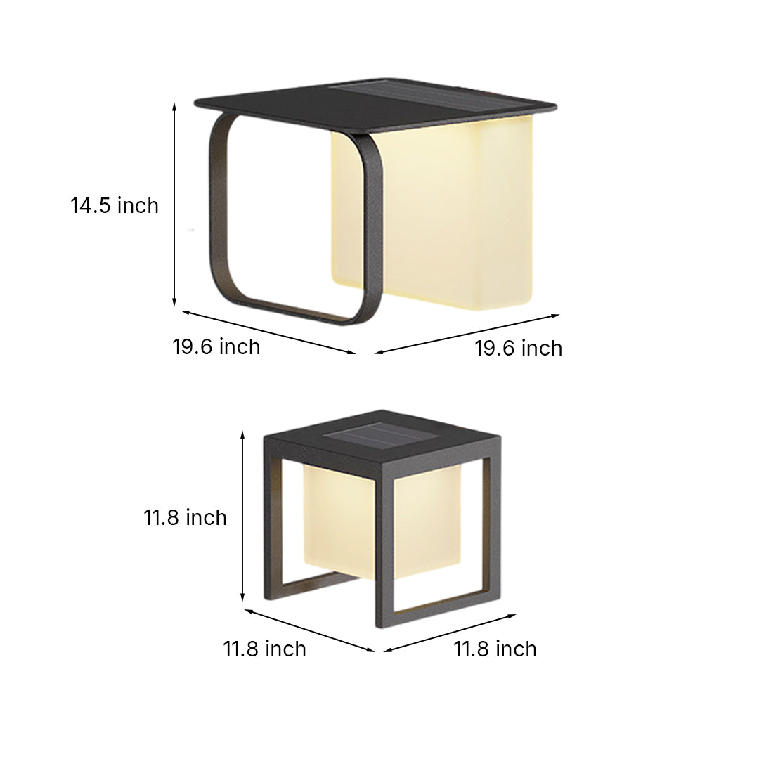 1. "HARTWELL SOLAR TABLE LAMP WITH INTEGRATED SIDE TABLE"  
   - Features a solar-powered lamp with a sleek side table, perfect for outdoor lounging.

2. "WINTHORPE SOLAR-CHARGED LAMP AND ACCENT TABLE"  
   - Combines a solar-powered light source with a s