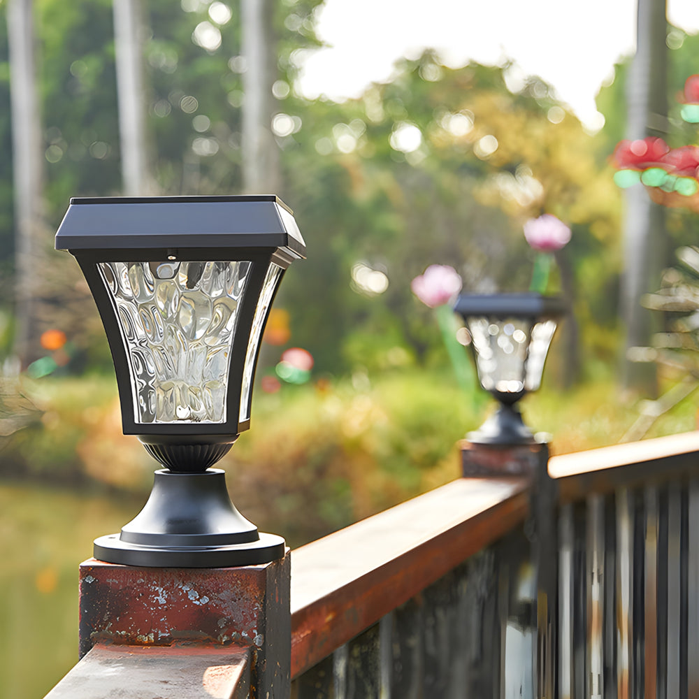 FENWICK SOLAR-POWERED FENCE POST LANTERN, WEATHER-RESISTANT ILLUMINATOR
