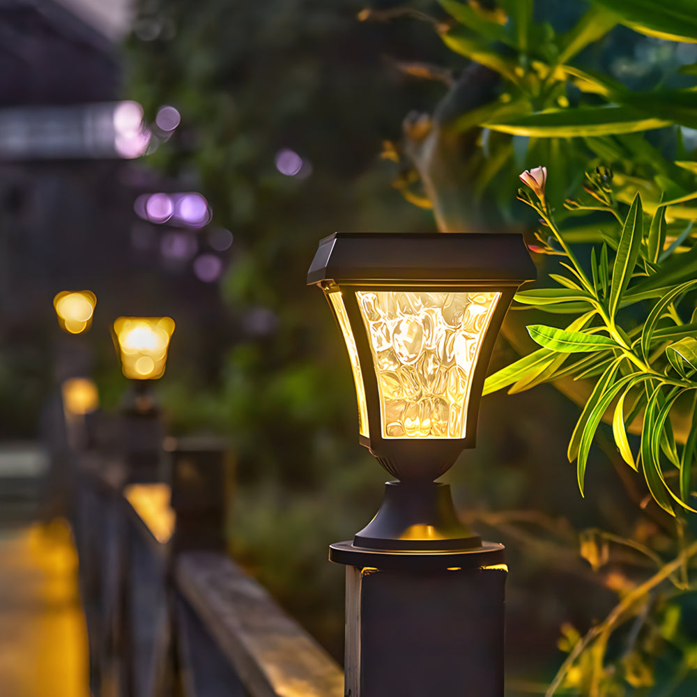 FENWICK SOLAR-POWERED FENCE POST LANTERN, WEATHER-RESISTANT ILLUMINATOR
