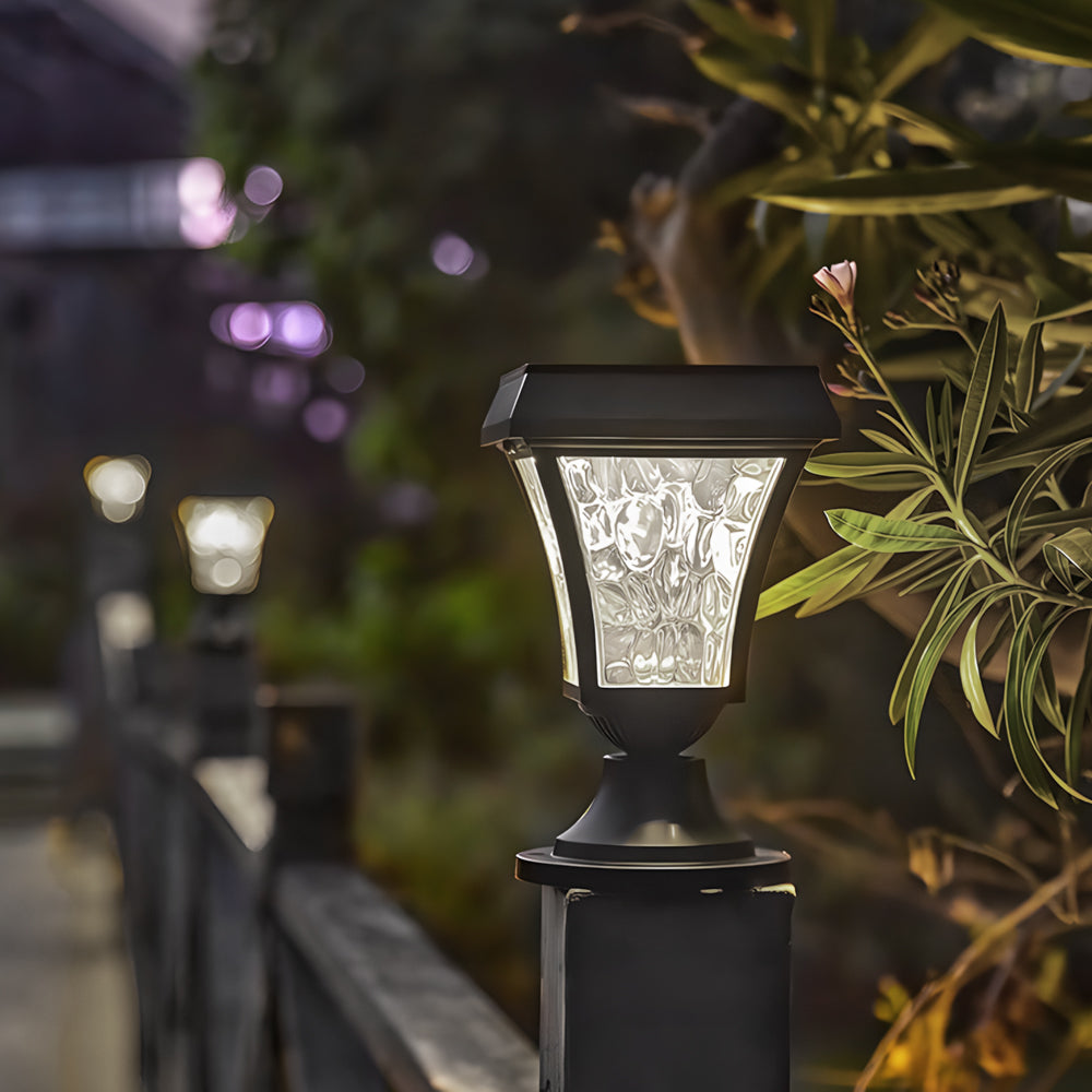 FENWICK SOLAR-POWERED FENCE POST LANTERN, WEATHER-RESISTANT ILLUMINATOR