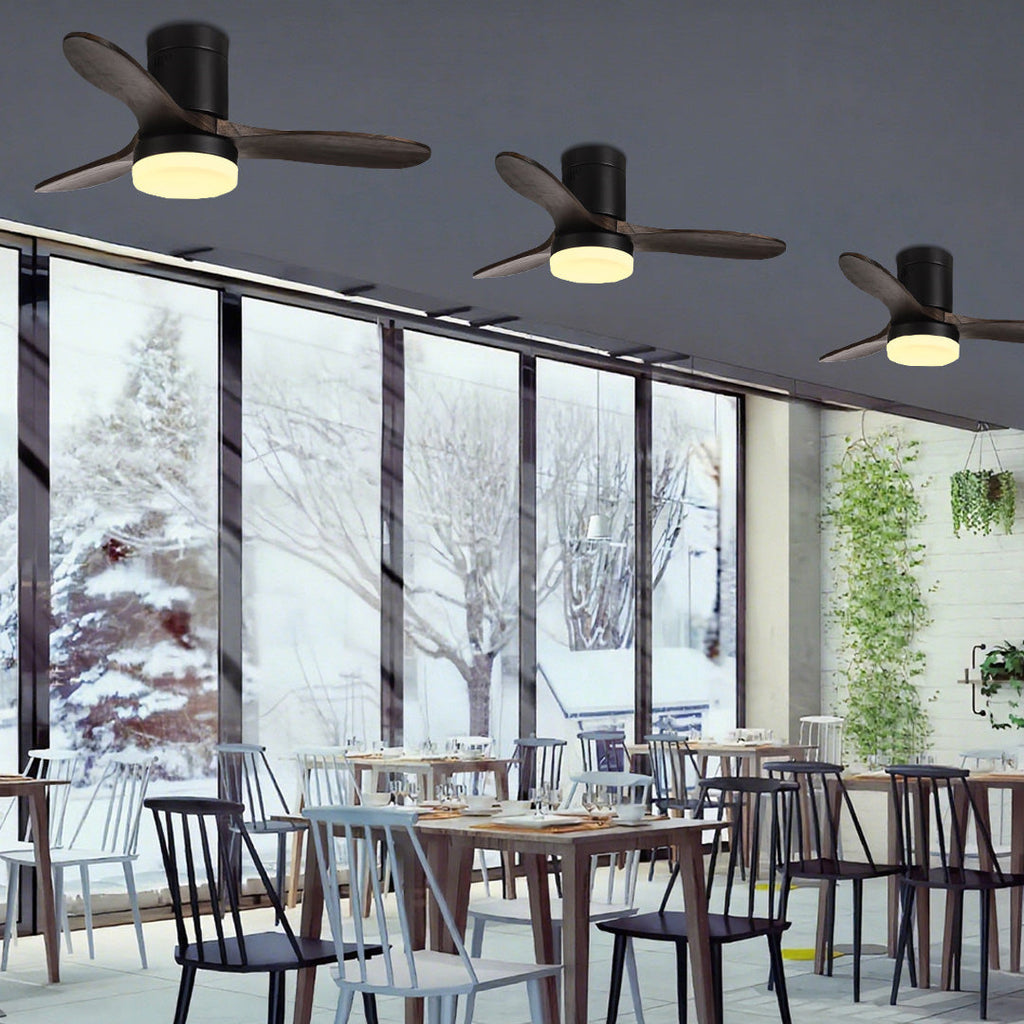 THORNBURY OAK TRIO CEILING FAN WITH LED ILLUMINATION AND REMOTE CONTROL