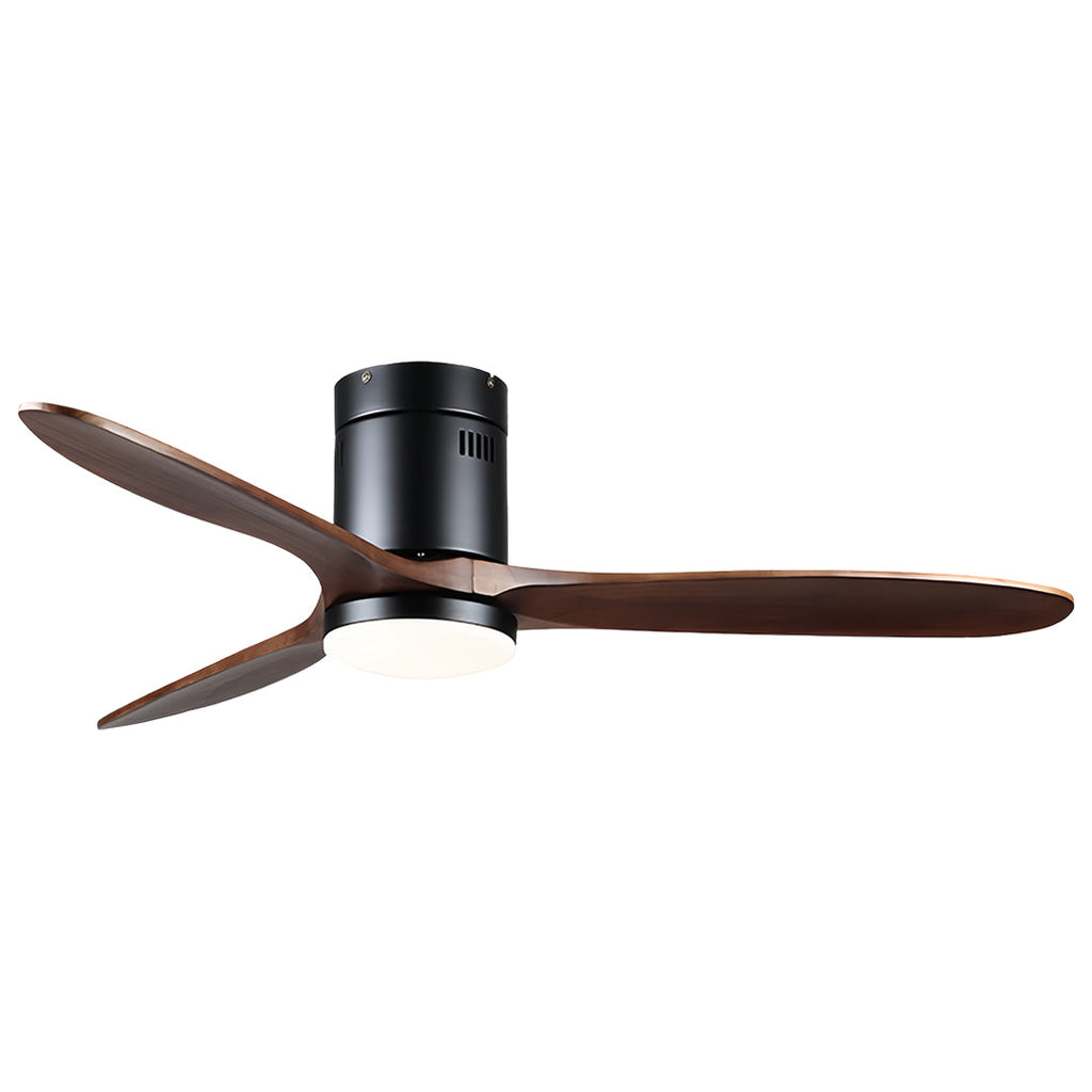 WINTERBOURNE WOODEN FLUSH MOUNT CEILING FAN WITH LIGHT AND SILENT DC MOTOR
