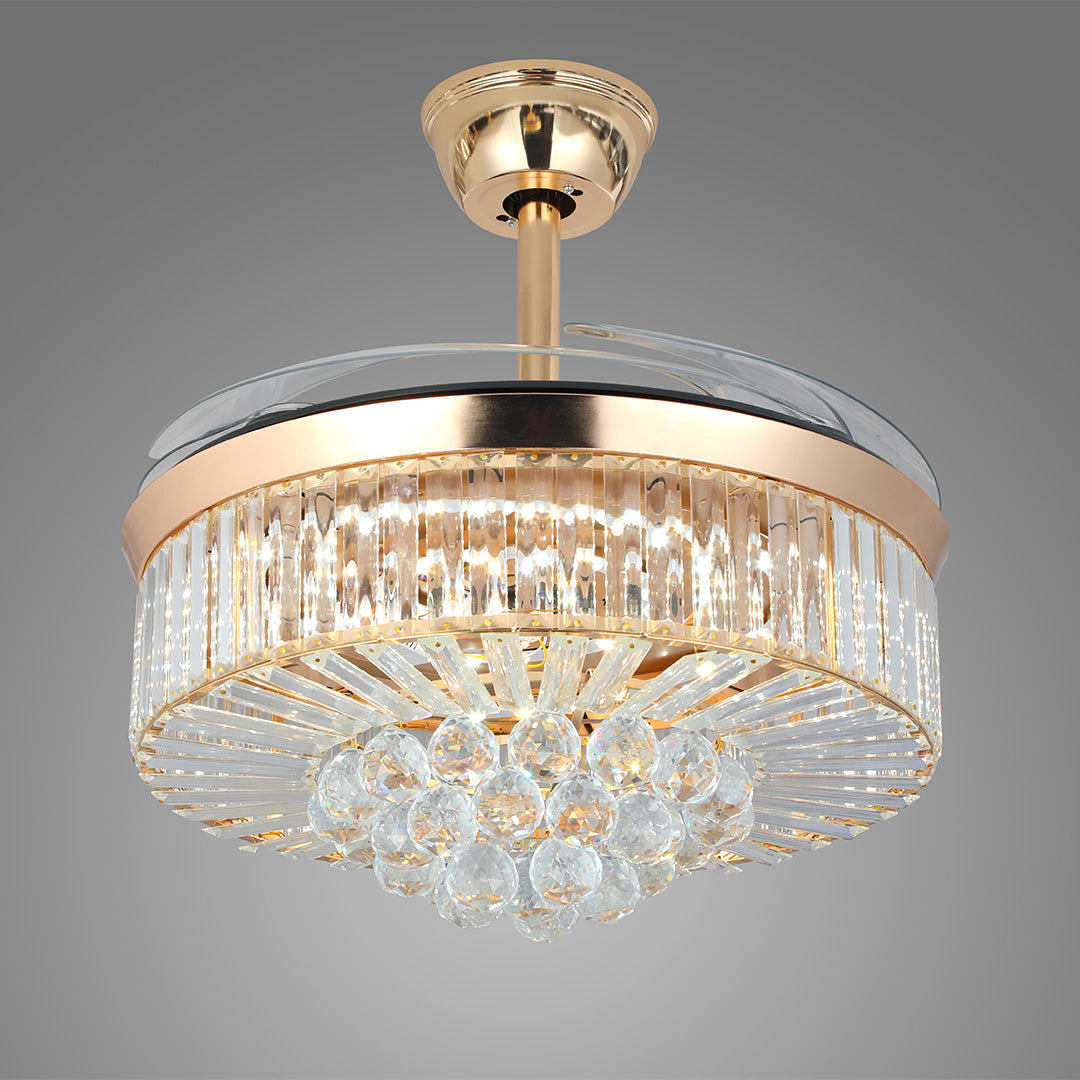 WINTHORPE GILDED IRON CEILING FAN WITH CRYSTAL ILLUMINATION
