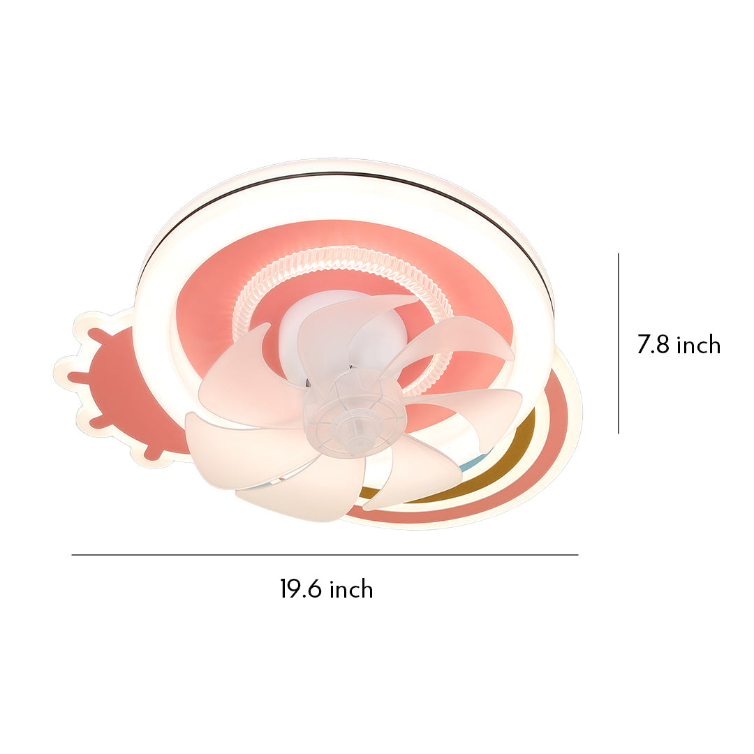 CHARLOTTESVILLE PINK AND WHITE LED CEILING FAN WITH DIMMABLE LIGHTING