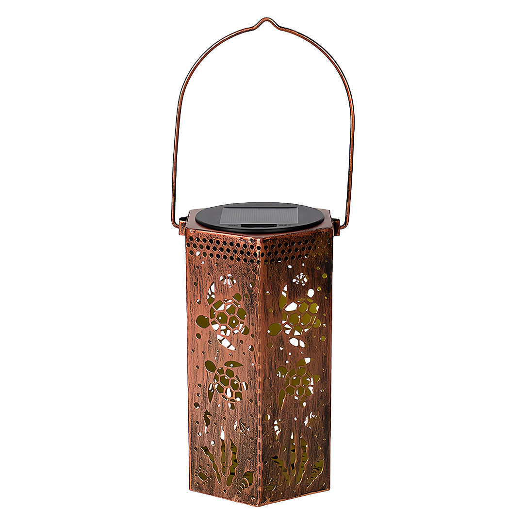 RAVENHALL SCARLET SOLAR LANTERN WITH INTRICATE CUTOUT FRAME
