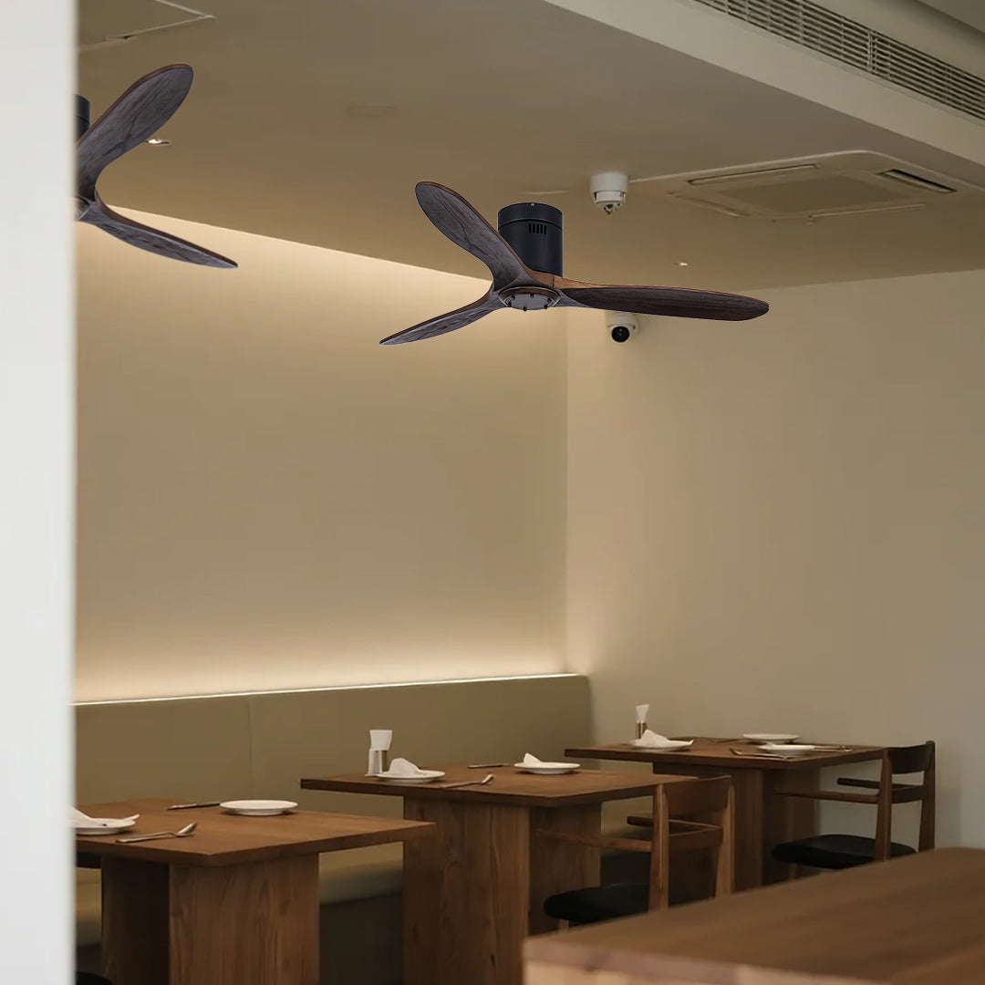 THORNBURY OAK TRIO CEILING FAN WITH LED ILLUMINATION AND REMOTE CONTROL