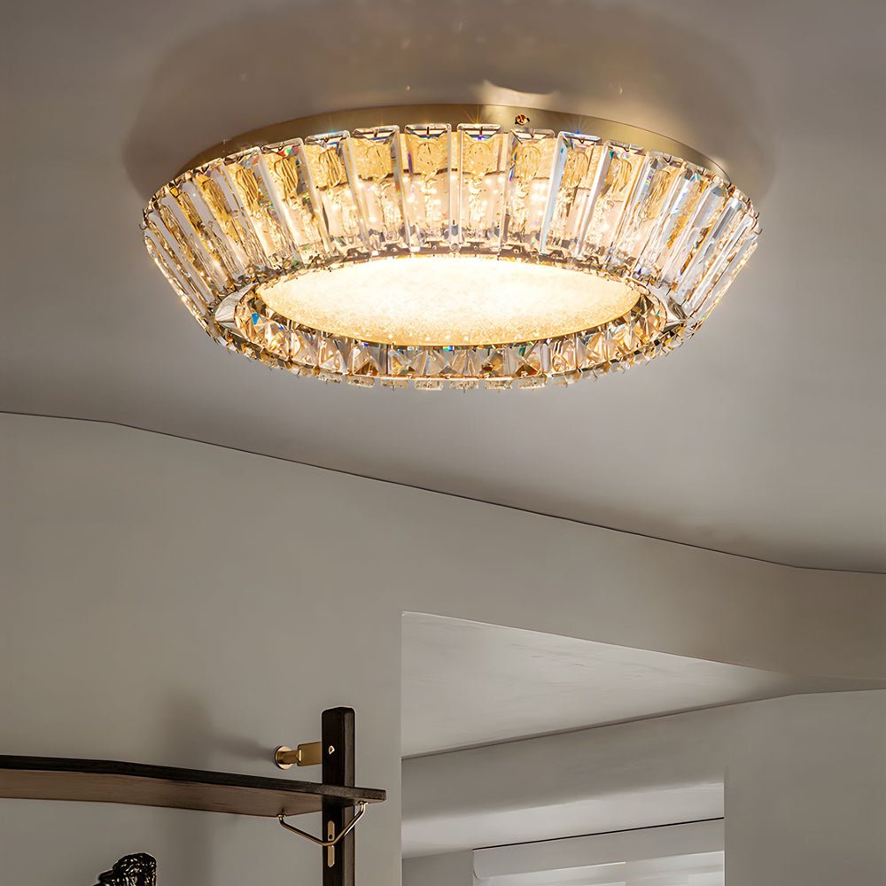 WINDSOR CRYSTAL FLUSH MOUNT CEILING LUMINAIRE IN TITANIUM GOLD