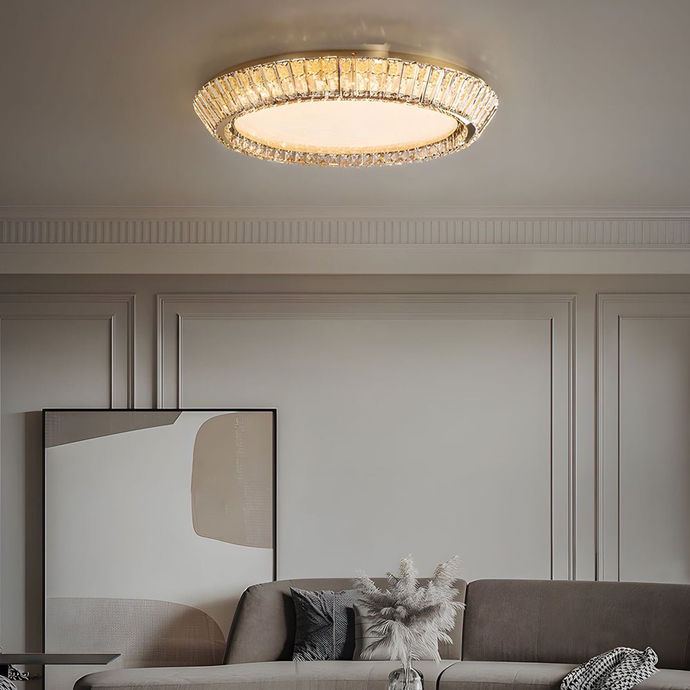 WINDSOR CRYSTAL FLUSH MOUNT CEILING LUMINAIRE IN TITANIUM GOLD
