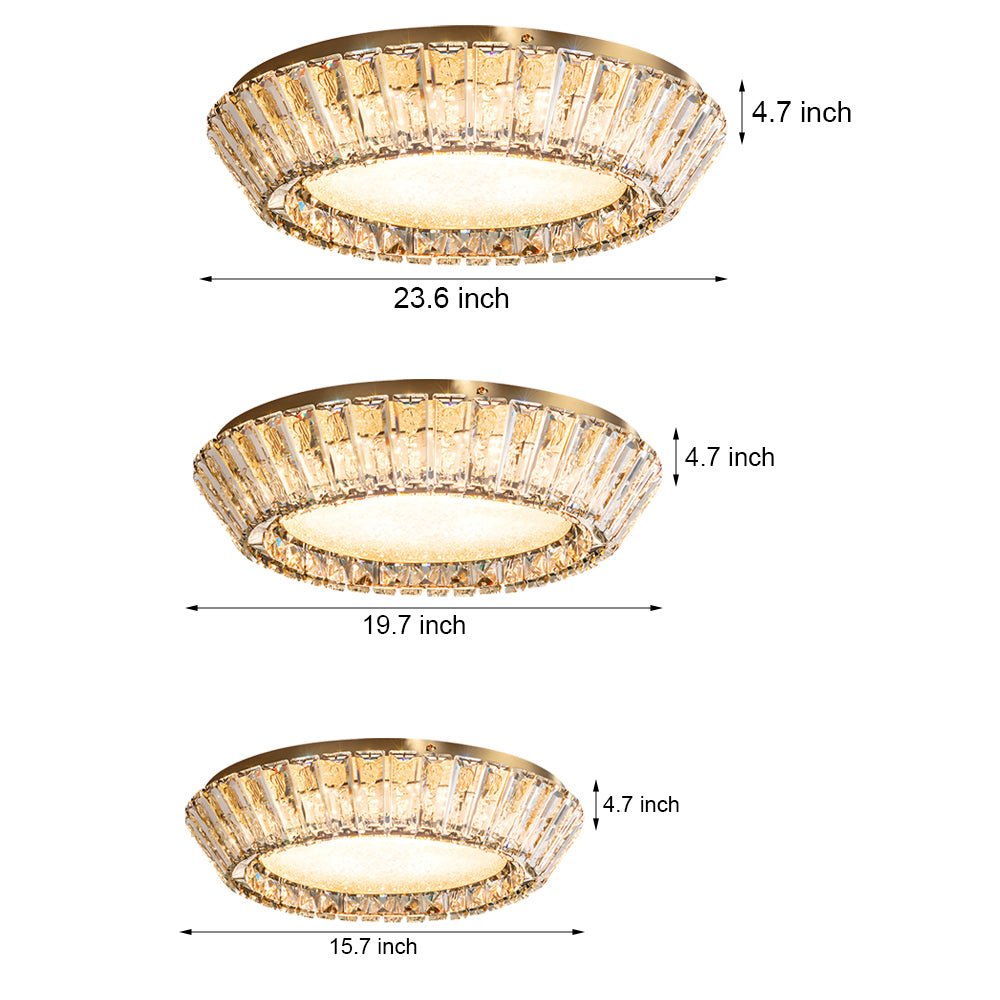 WINDSOR CRYSTAL FLUSH MOUNT CEILING LUMINAIRE IN TITANIUM GOLD