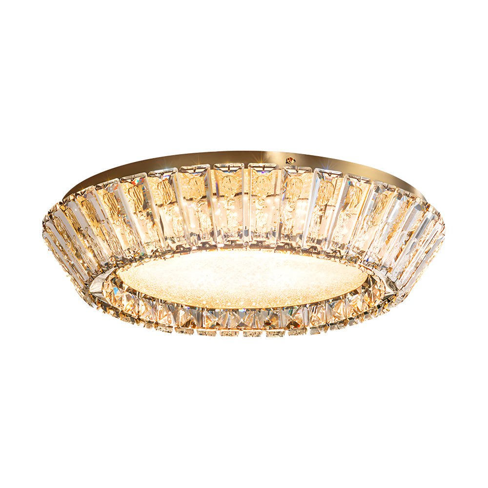 WINDSOR CRYSTAL FLUSH MOUNT CEILING LUMINAIRE IN TITANIUM GOLD
