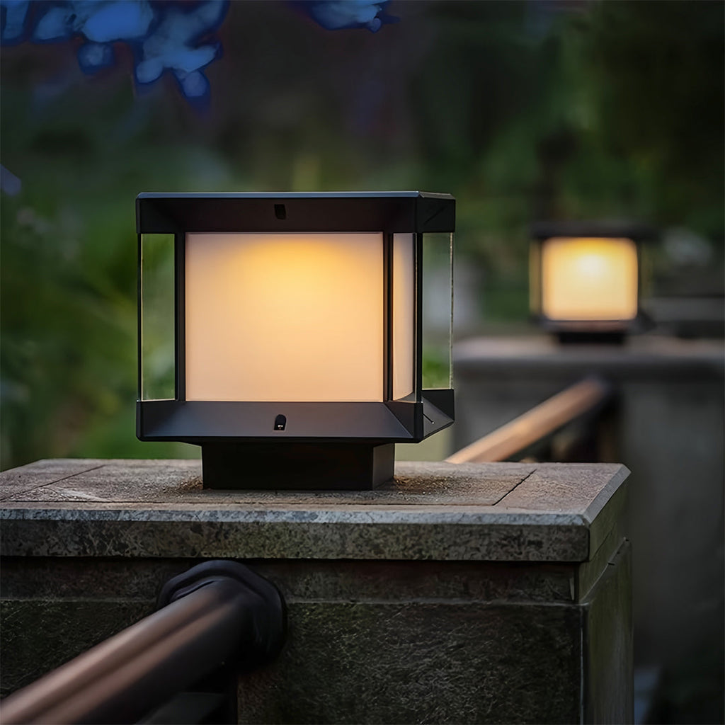WINTHROP MODERN OUTDOOR PILLAR LANTERN, WEATHERPROOF DESIGN