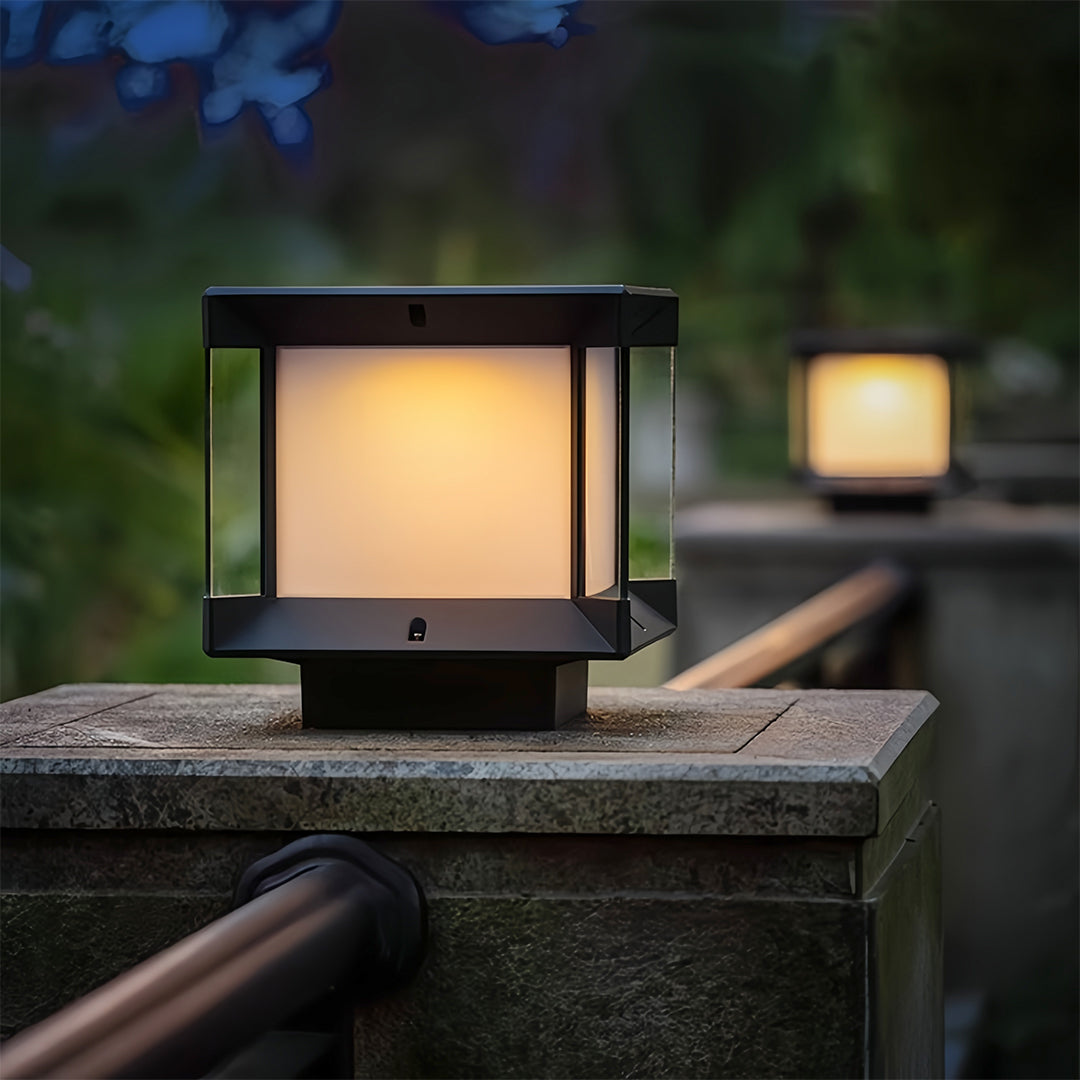 WINTHROP MODERN OUTDOOR PILLAR LANTERN, WEATHERPROOF DESIGN