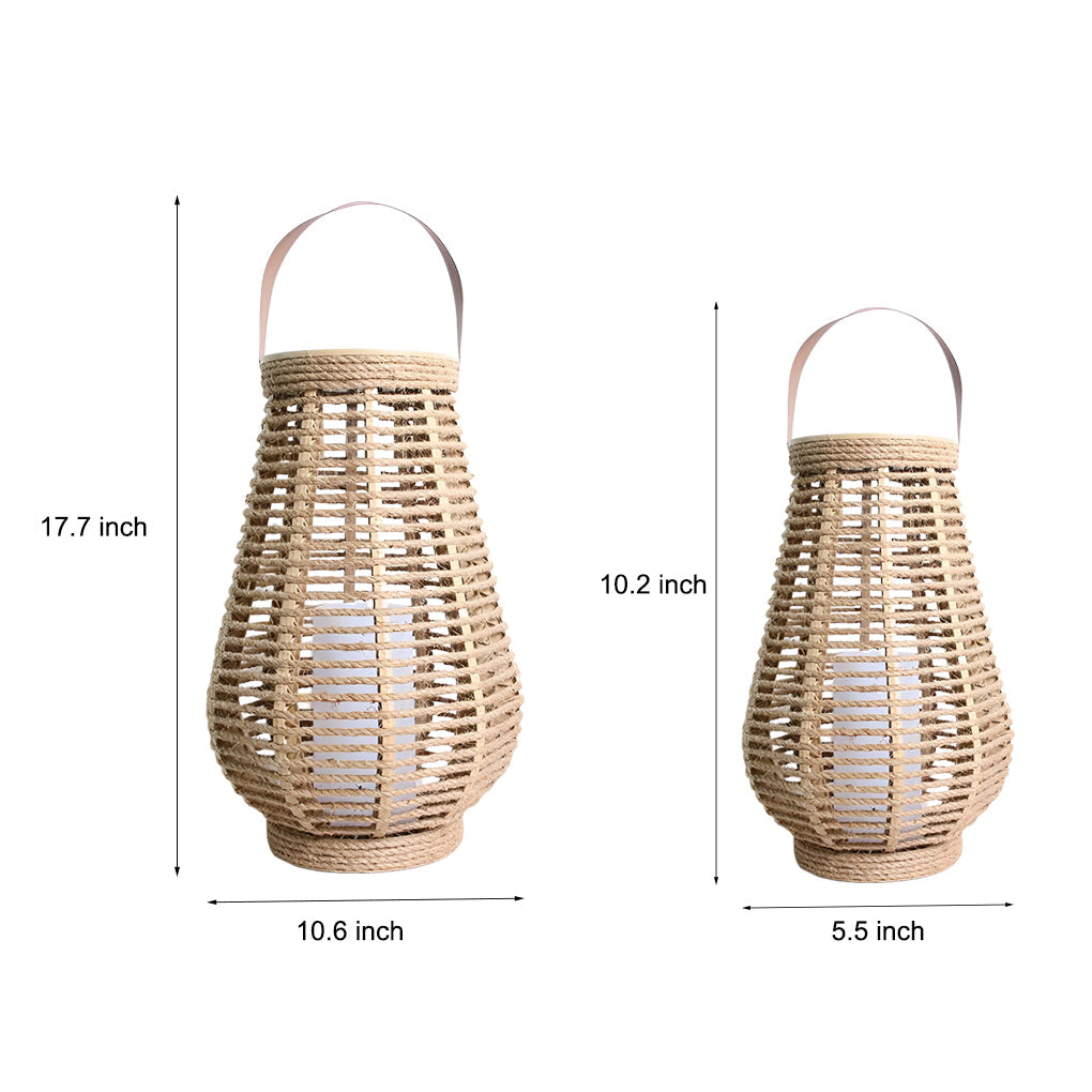 WINDSOR WOVEN RATTAN SOLAR HANGING ILLUMINATOR WITH WATER-RESISTANT DESIGN