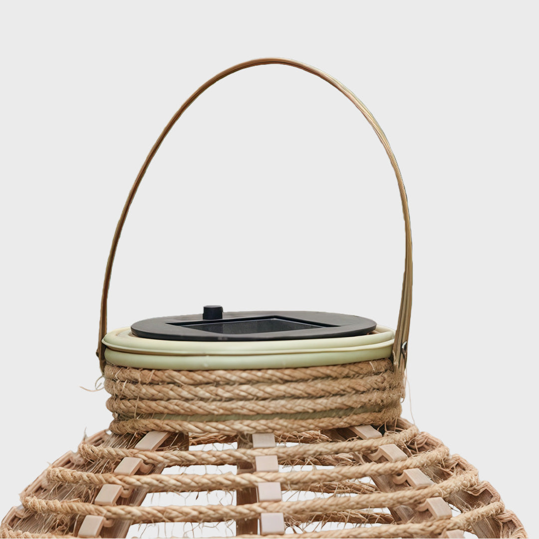 WINDSOR WOVEN RATTAN SOLAR HANGING ILLUMINATOR WITH WATER-RESISTANT DESIGN