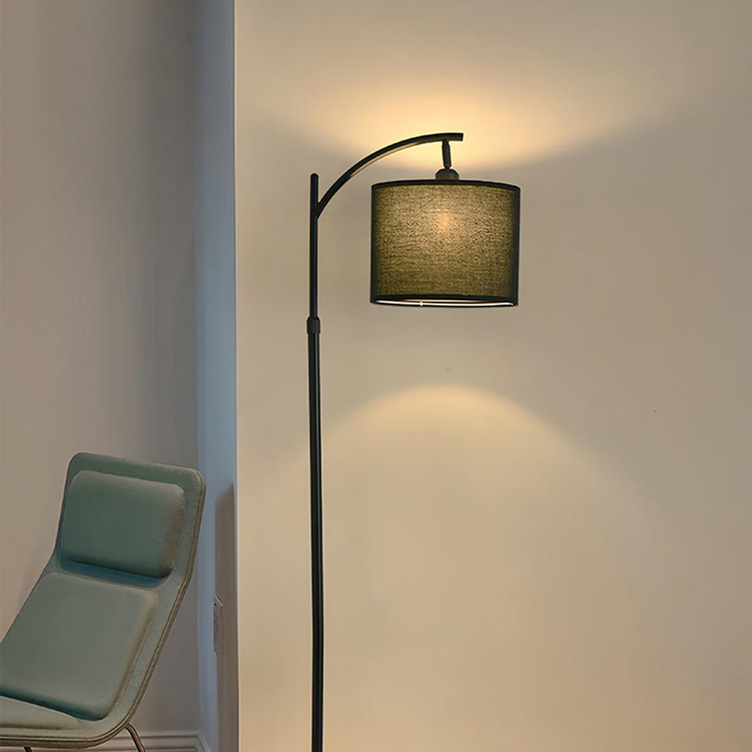 WINDSOR ARC METAL FLOOR LAMP WITH FABRIC SHADE