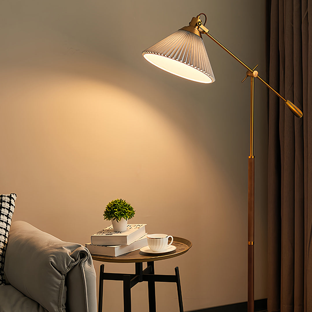 CHARLESTON SWING ARM READING LAMP, ADJUSTABLE FLOOR LIGHT WITH RETRO DESIGN