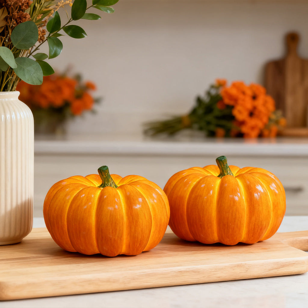 WINTERBOURNE GLOWING PUMPKIN RESIN LANTERN