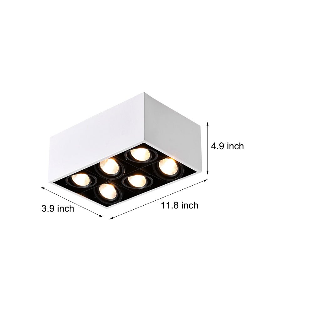 WHITBY RECTANGULAR SIX-LAMP FLUSH CEILING SPOTLIGHT