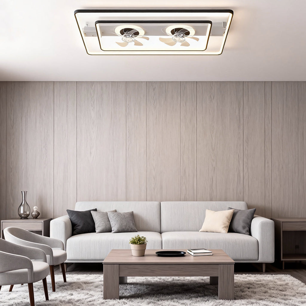 WINDSOR CLEAR ACRYLIC BLADES DUAL-HEAD CEILING FAN WITH LED ILLUMINATION