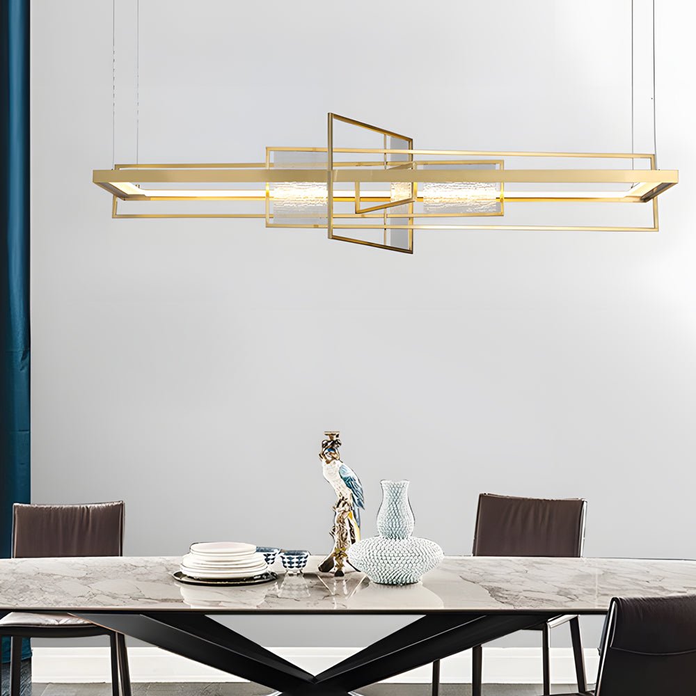 WINDSOR RECTANGULAR IRON GLASS LANTERN CHANDELIER