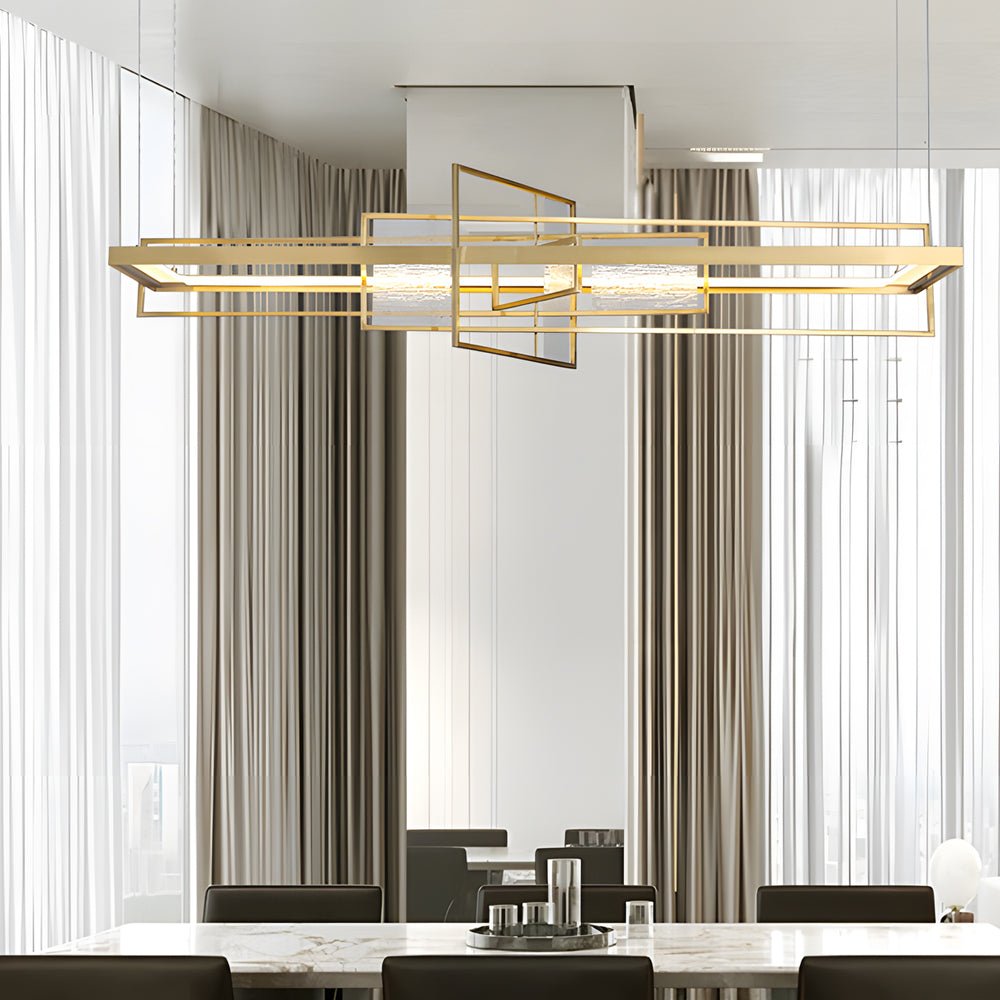 WINDSOR RECTANGULAR IRON GLASS LANTERN CHANDELIER