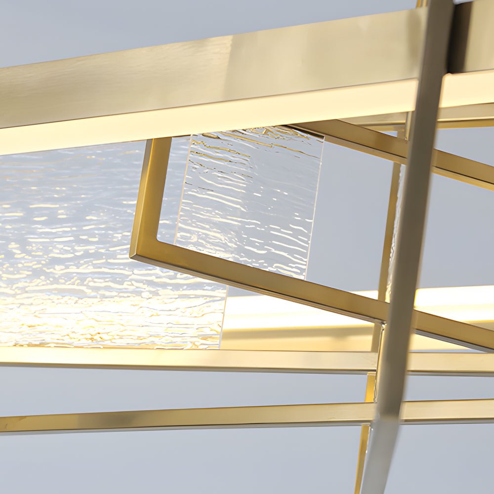 WINDSOR RECTANGULAR IRON GLASS LANTERN CHANDELIER