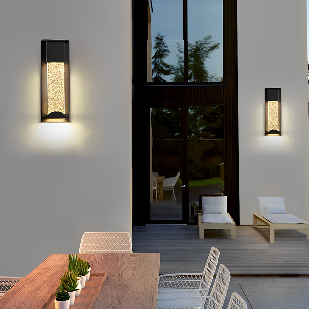 WINDSOR BUBBLE GLASS RECTANGULAR OUTDOOR SCONCE LIGHT