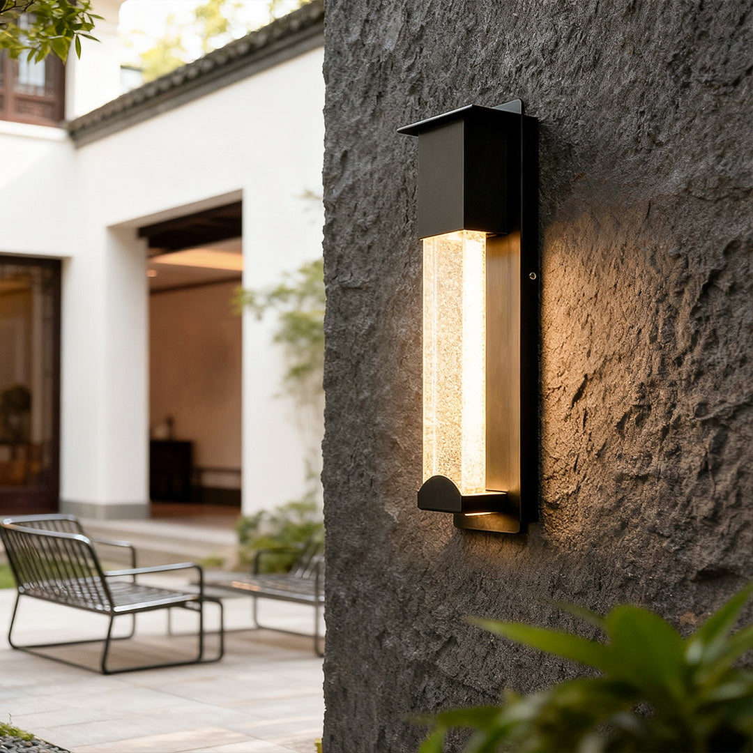 WINDSOR BUBBLE GLASS RECTANGULAR OUTDOOR SCONCE LIGHT