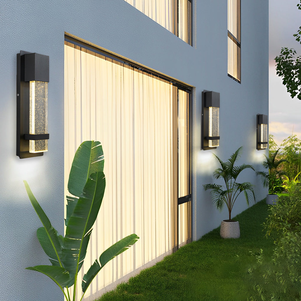 WINDSOR BUBBLE GLASS RECTANGULAR OUTDOOR SCONCE LIGHT