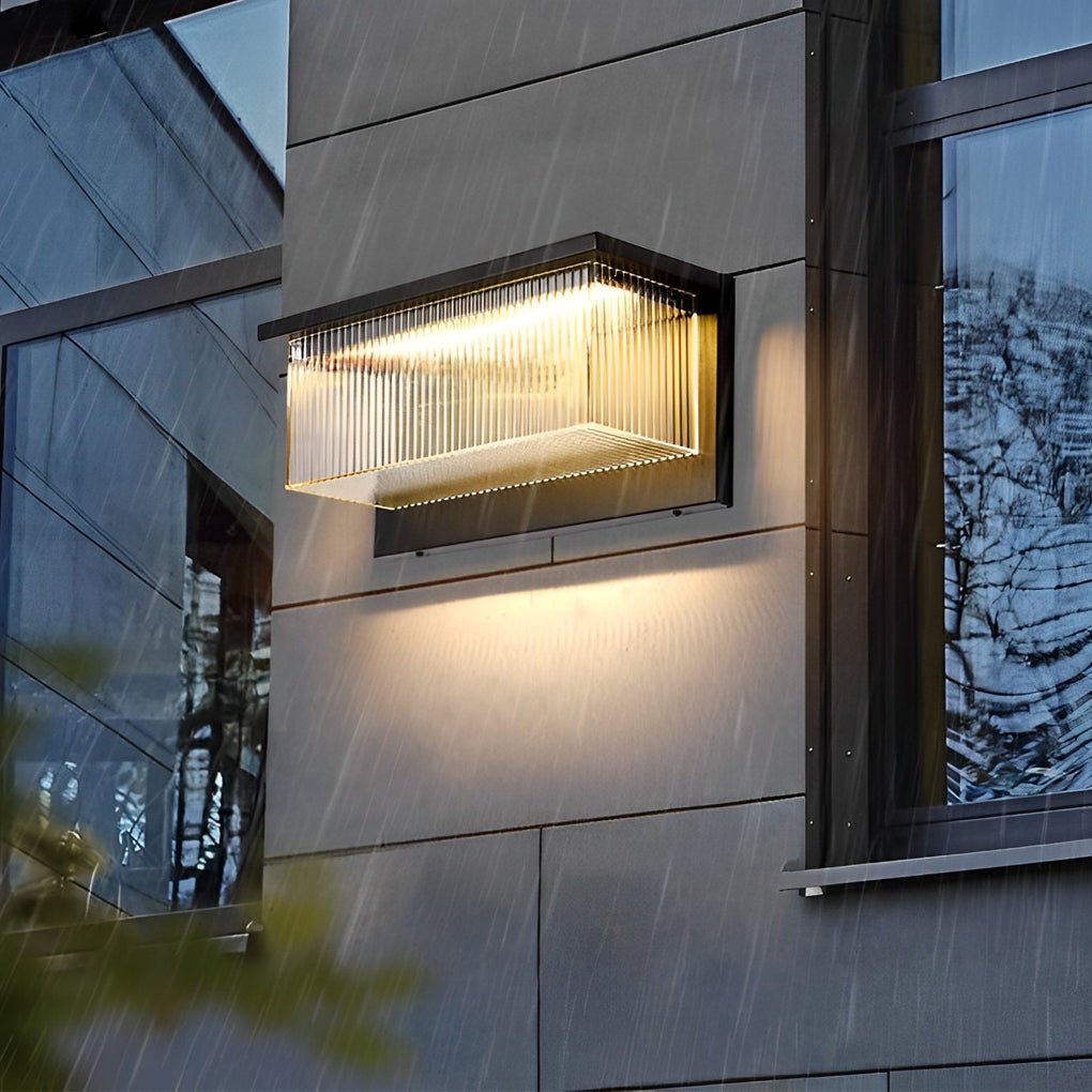 WINTHORPE RECTANGULAR STRIPE ACRYLIC SOLAR WALL LANTERN