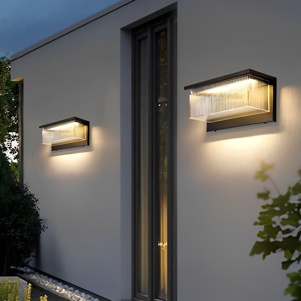 WINTHORPE RECTANGULAR STRIPE ACRYLIC SOLAR WALL LANTERN