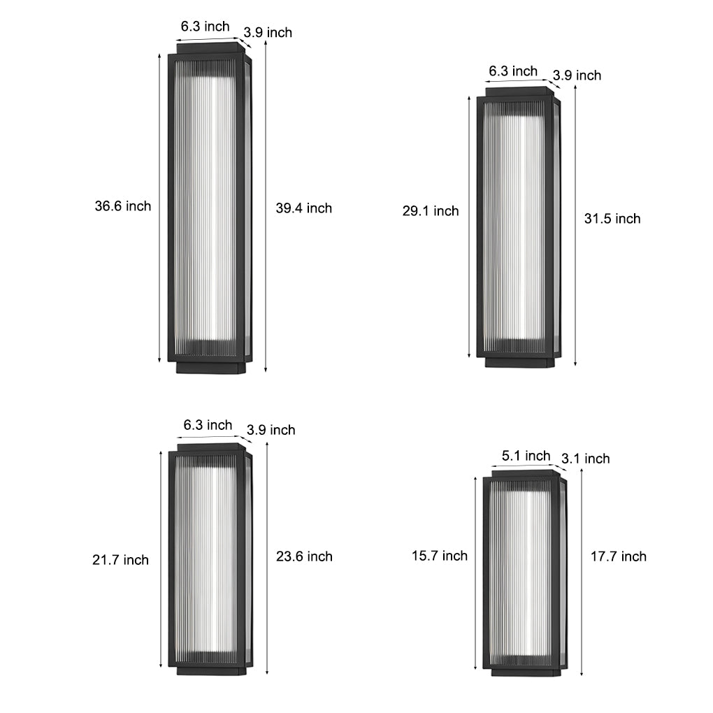 WINTHORPE REEDED GLASS RECTANGLE OUTDOOR LED WALL LANTERN