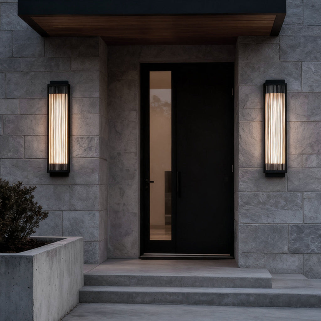 WINTHORPE REEDED GLASS RECTANGLE OUTDOOR LED WALL LANTERN