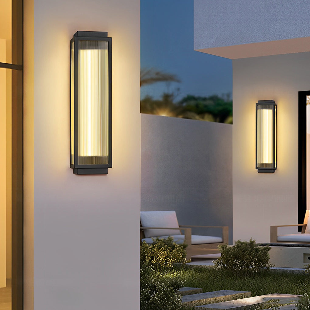 WINTHORPE REEDED GLASS RECTANGLE OUTDOOR LED WALL LANTERN